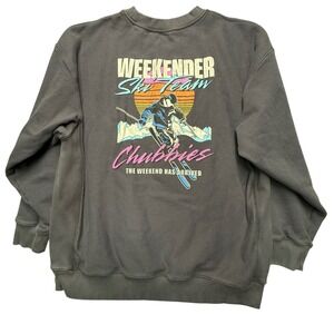 Chubbies Weekender Ski Team Sweatshirt Mens sz L Grey Retro Graphic Preppy